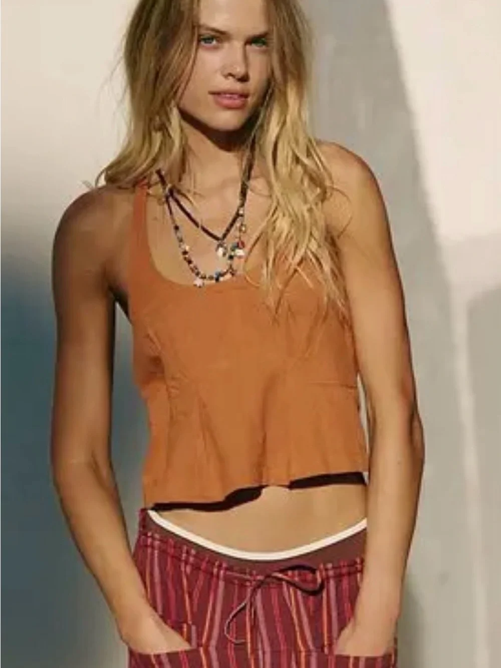 Free People Rust Scoop Neck Cropped Tank NWT sz small